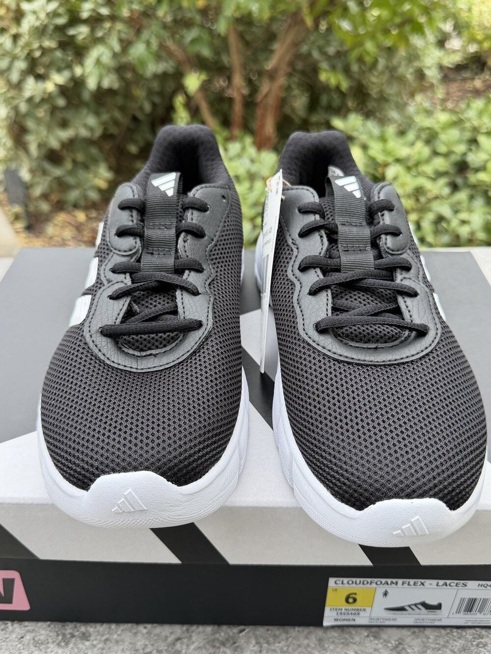Adidas Arch Rise Cloudfoam Flex Laces Black Sneakers Women's 6 Wide Fit NWT